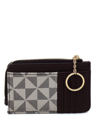 PM Monogram Card Holder Keychain Wallet PM003 TAUPE